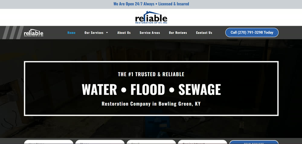 Reliable Restoration website preview